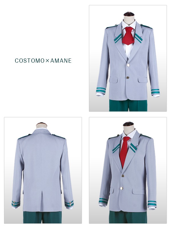 送料無料】 僕アカ風 ダークグリーン×グレー 男子制服 ネクタイ2種セット