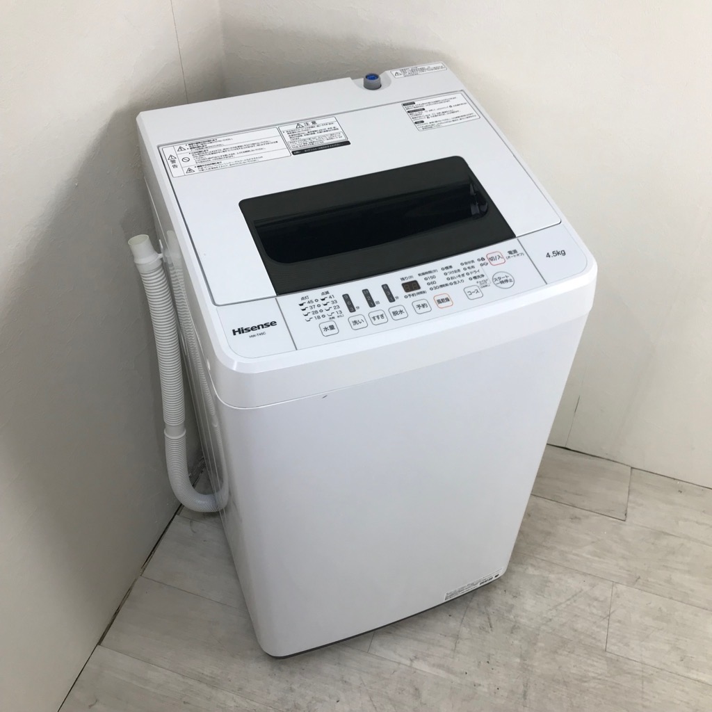 中古 送風乾燥機能付 全自動洗濯機 4.5kg ハイセンス HW-T45C 2019年製