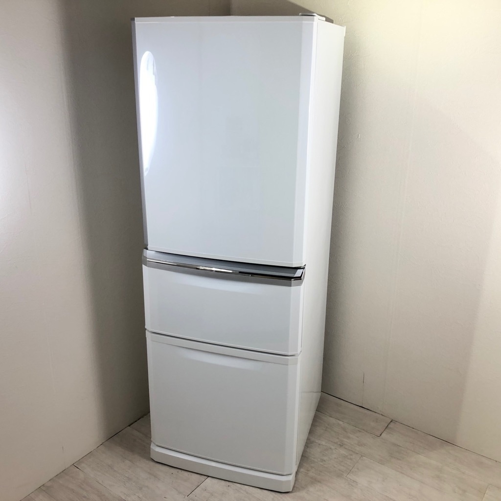 中古 335L 3ドア冷蔵庫 三菱 MR-C34Y-W 2014年製 自動製氷搭載 自社便