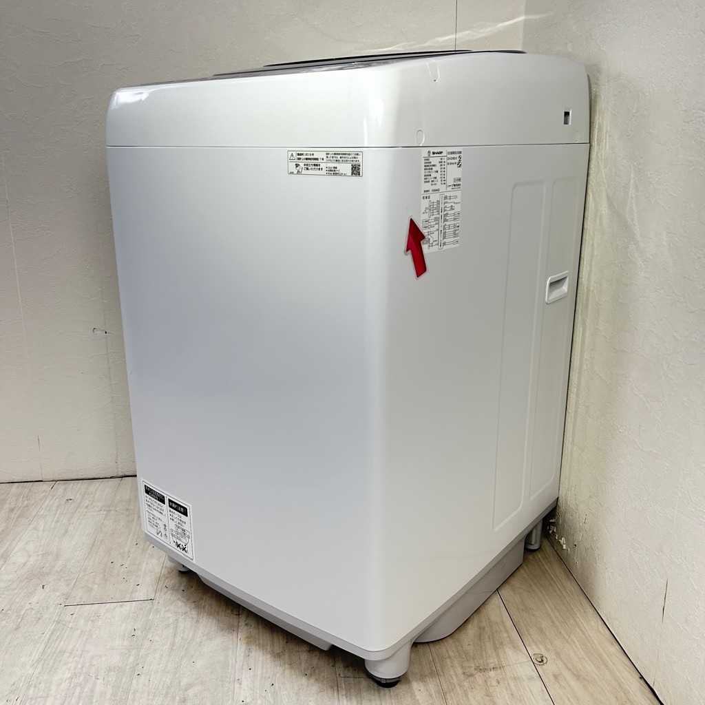 中古 8.0kg 送風乾燥 全自動洗濯機 シャープ ES-GV8D-S 2019年製造