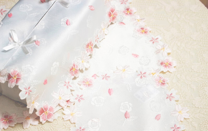 刺繍＆カットワーク テーブルセンター 約30×45cm [SAKURA]｜インテリア