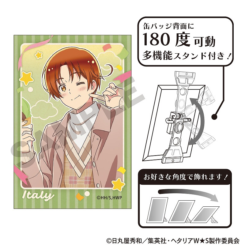 ヘタリア World☆Stars アート缶バッジ＿イタリア/食べ歩きグルメ