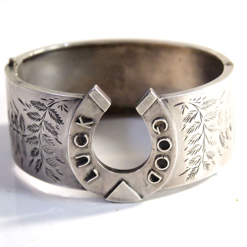 ヴィクトリアン シルバー 蹄鉄GOOD LUCK ヒンジバングル