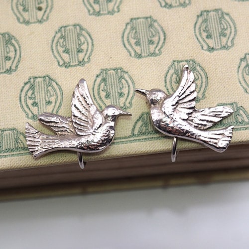 シルバー マーカサイト 2羽の鳥 ブローチ