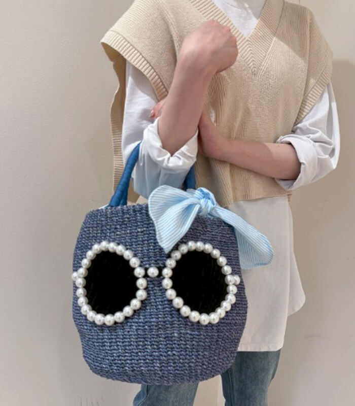 a-jolie】パールサングラスカラーカゴバッグ(大)SI-2403 | BAG