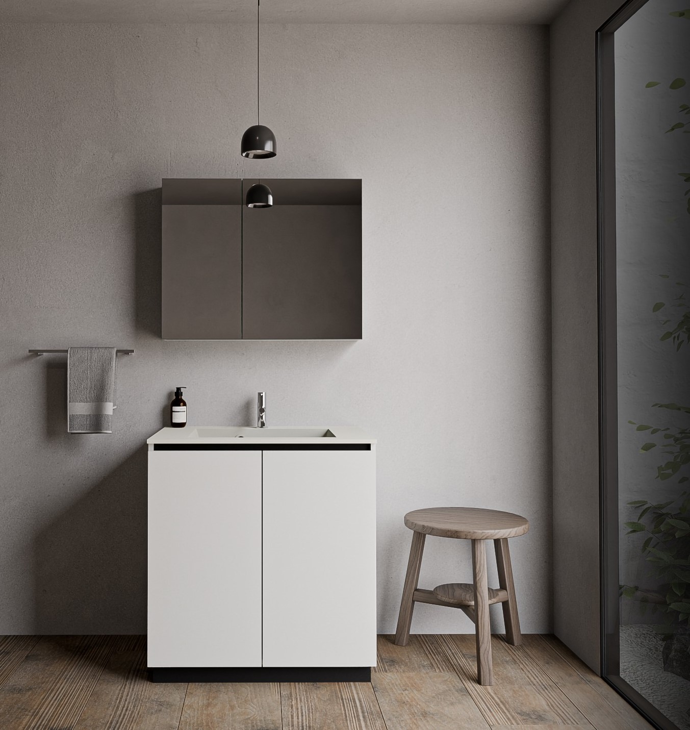 洗面台スタンディングタイプW600×D450×H800（ステンレスボウル+木製