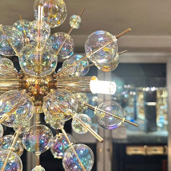 インテリア照明 バブルシャンデリア ガラスボール LED4灯 ゴールド