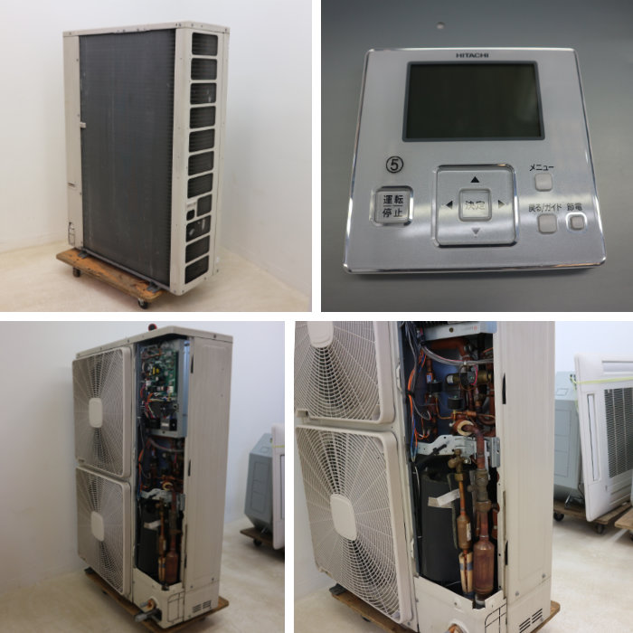 中古】天カセエアコン 日立 外機10馬力 内機5馬力※内機2台※RAS