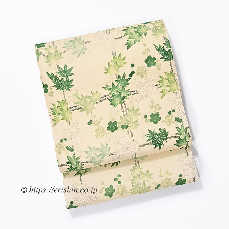 お誂え】多ち花 染名古屋帯（梅楓格子・青楓濃淡/生紬）多ち花『着物