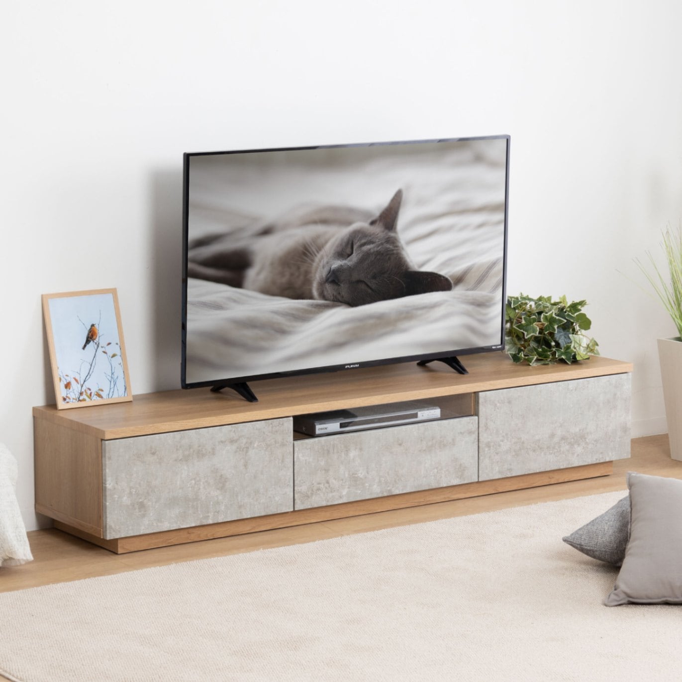 幅180］セラミック調 テレビ台 ｜ バイカラー テレビボード 完成品