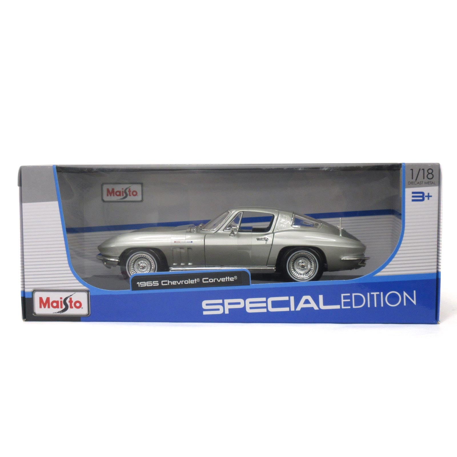 Maisto ミニカー 1:18 1965 シボレーコルベット シルバー No.200-098