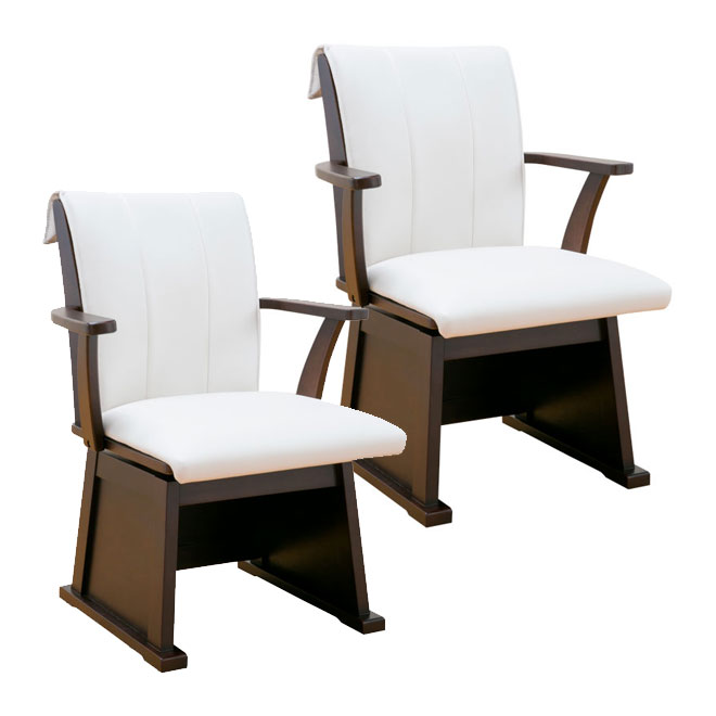 ダイニングこたつシリーズ 天然木肘付き回転こたつチェア2脚組