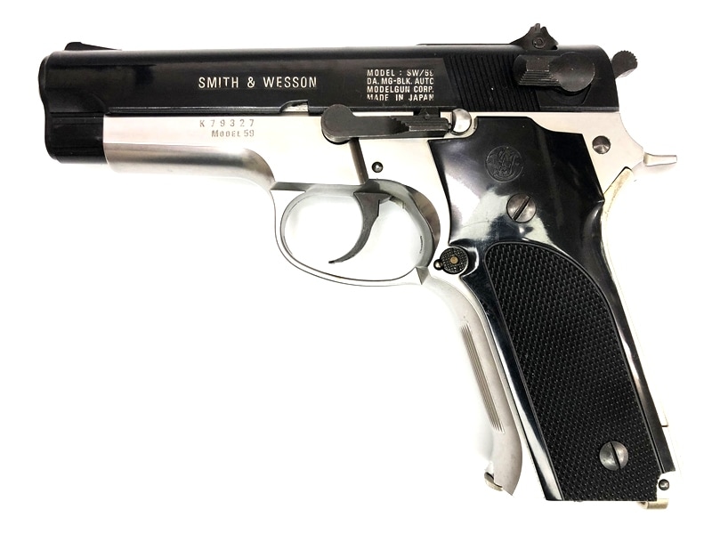 売り切れ【特選中古品】発火モデルガン S&W M59 ハーフシルバーABS CP