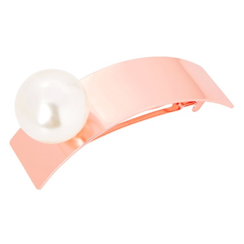 メタル ＆ パール バレッタ (クリーム/ローズゴールド) | フランス