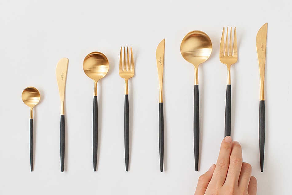 ゴア／GOA ブラック×ゴールド カトラリー（クチポール／Cutipol