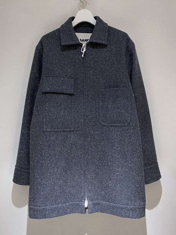 JIL SANDER（ジルサンダー） ジップアップ ウールハーフコート ブルー