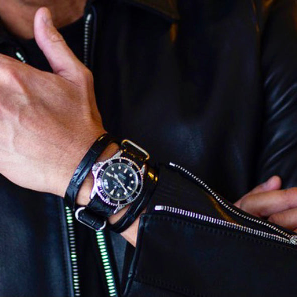 THE SOLE（ザソール）NATOベルトクロコダイルブラック（ゴールド