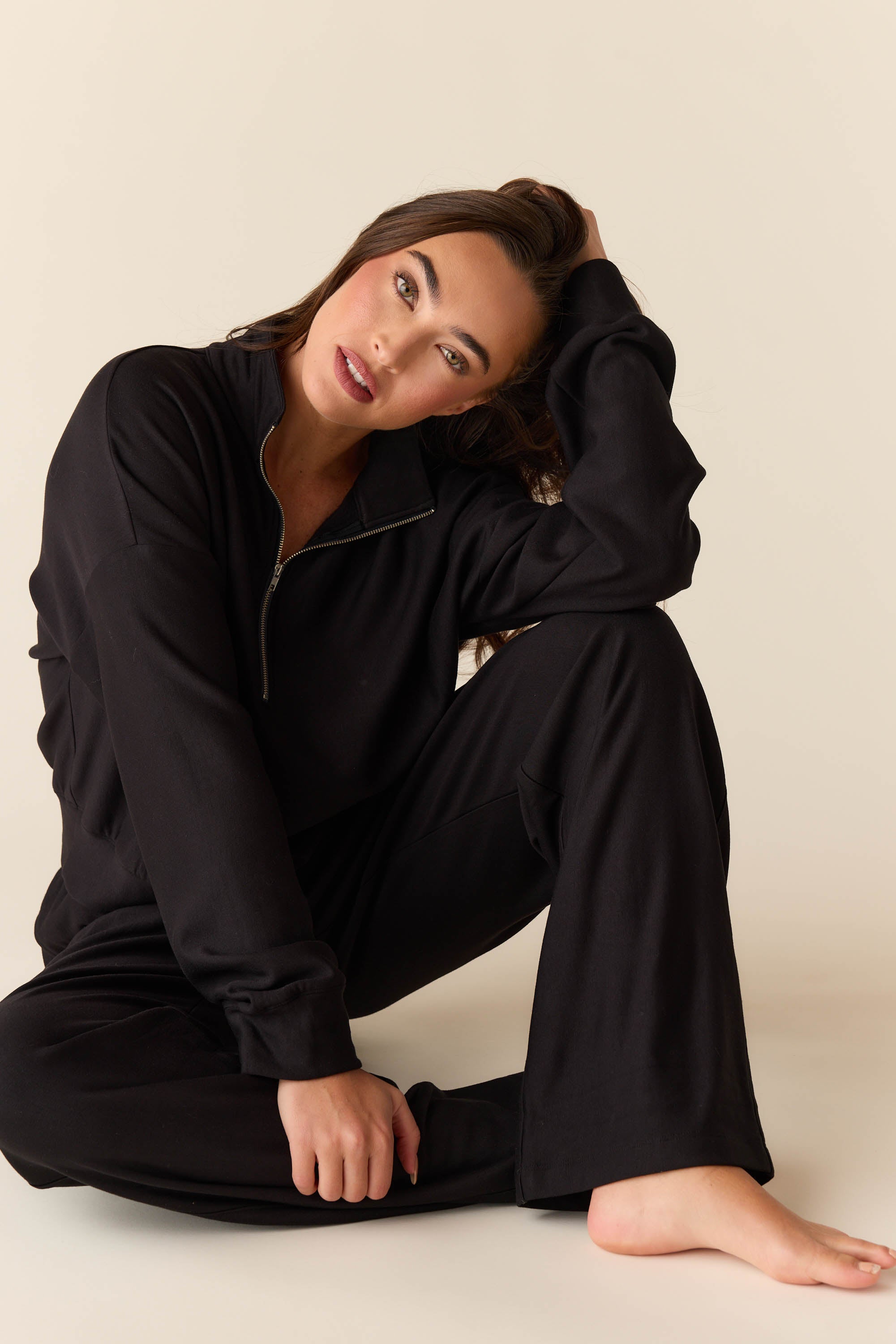 Felicia Cloud Fleece Half Zip in Noire – MASONgrey