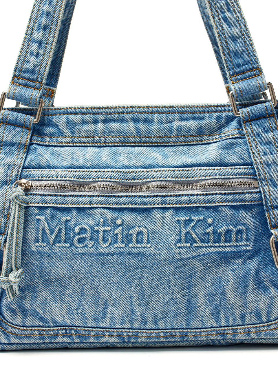MATIN WASHED DENIM SQUARE BAG IN LIGHT BLUE – Matin Kim