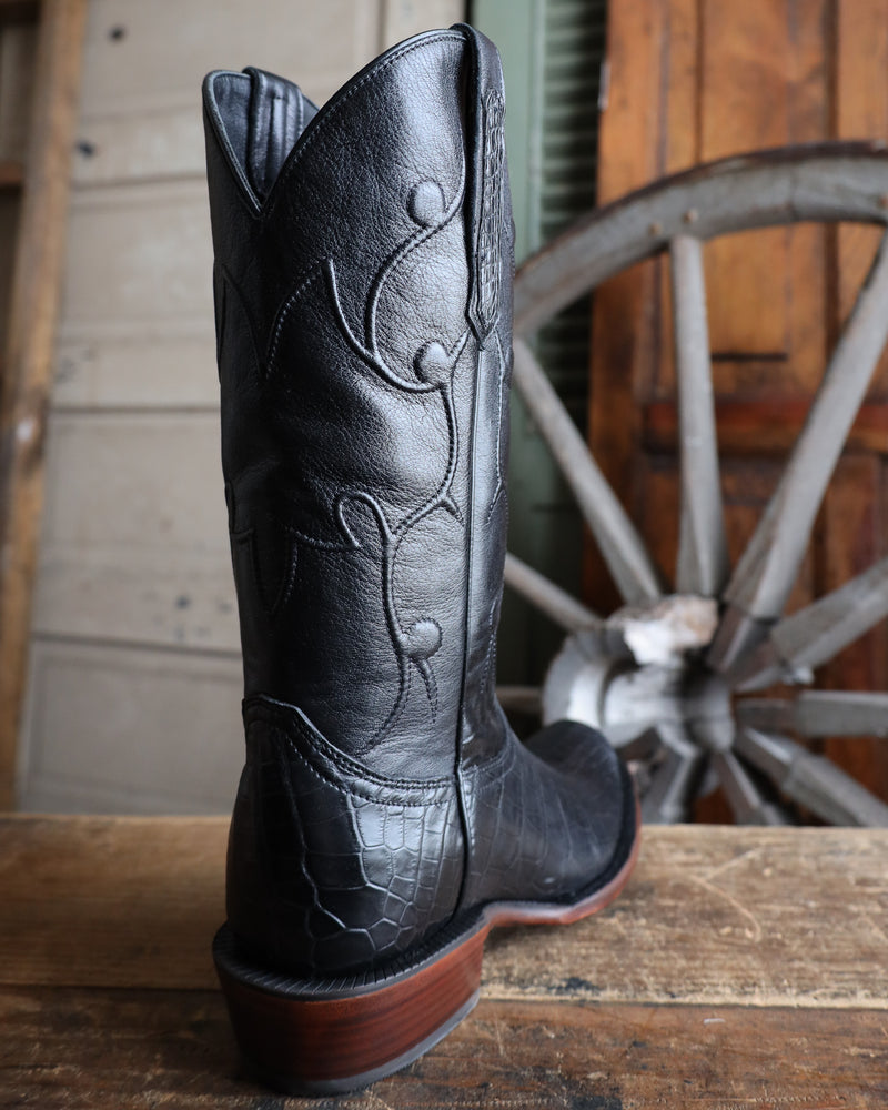 R. Watson Men's Black Nile Crocodile Western 13