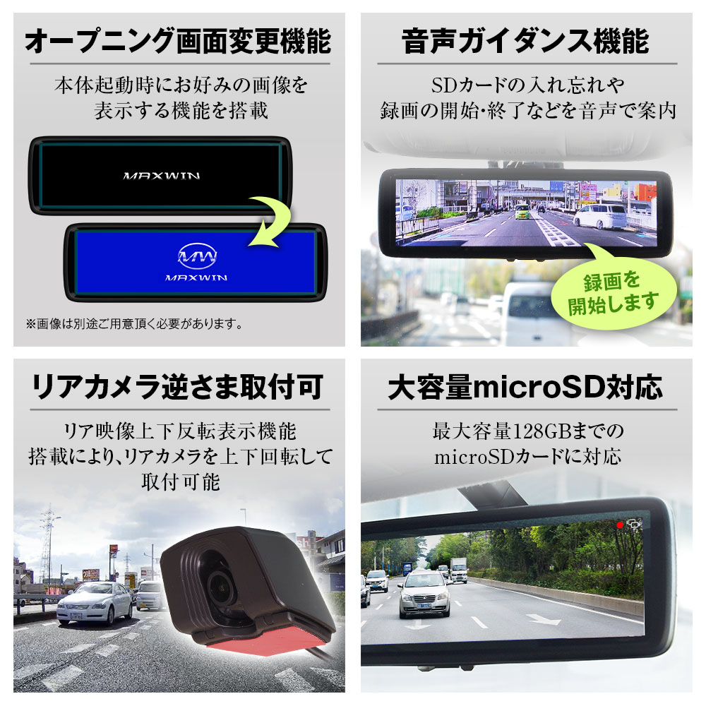 純正交換タイプIPS液晶デジタルインナーミラー MDR-A002A/MDR-A002B