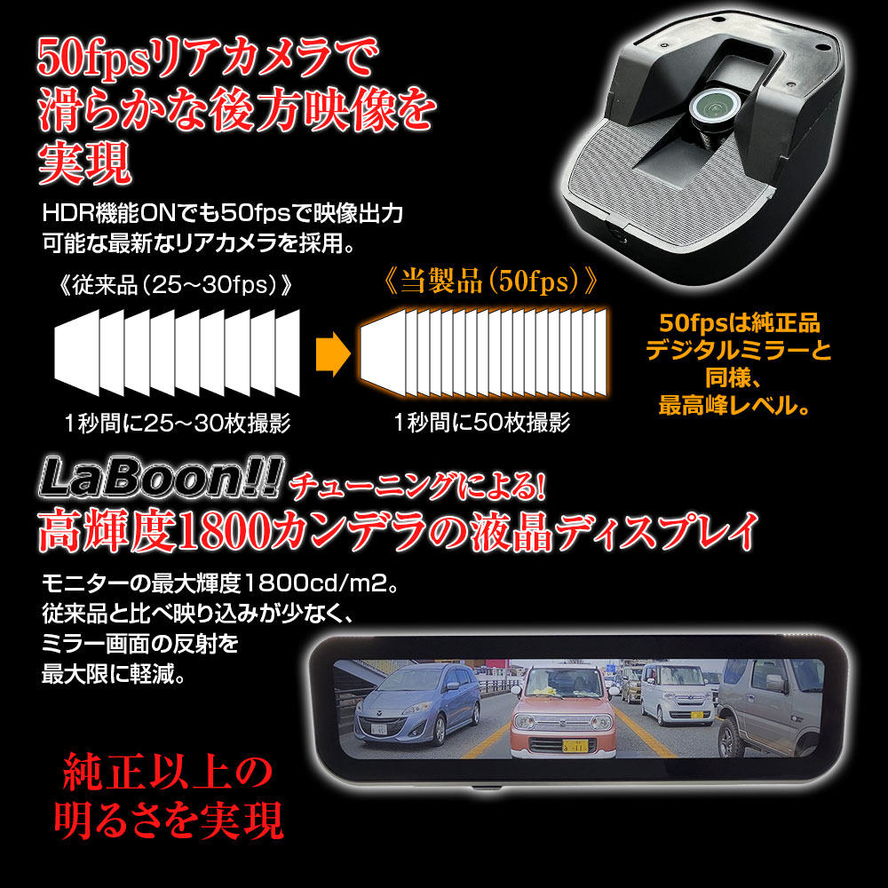 LaBoon!!チューニング 9インチ高輝度デジタルミラー LMR-001