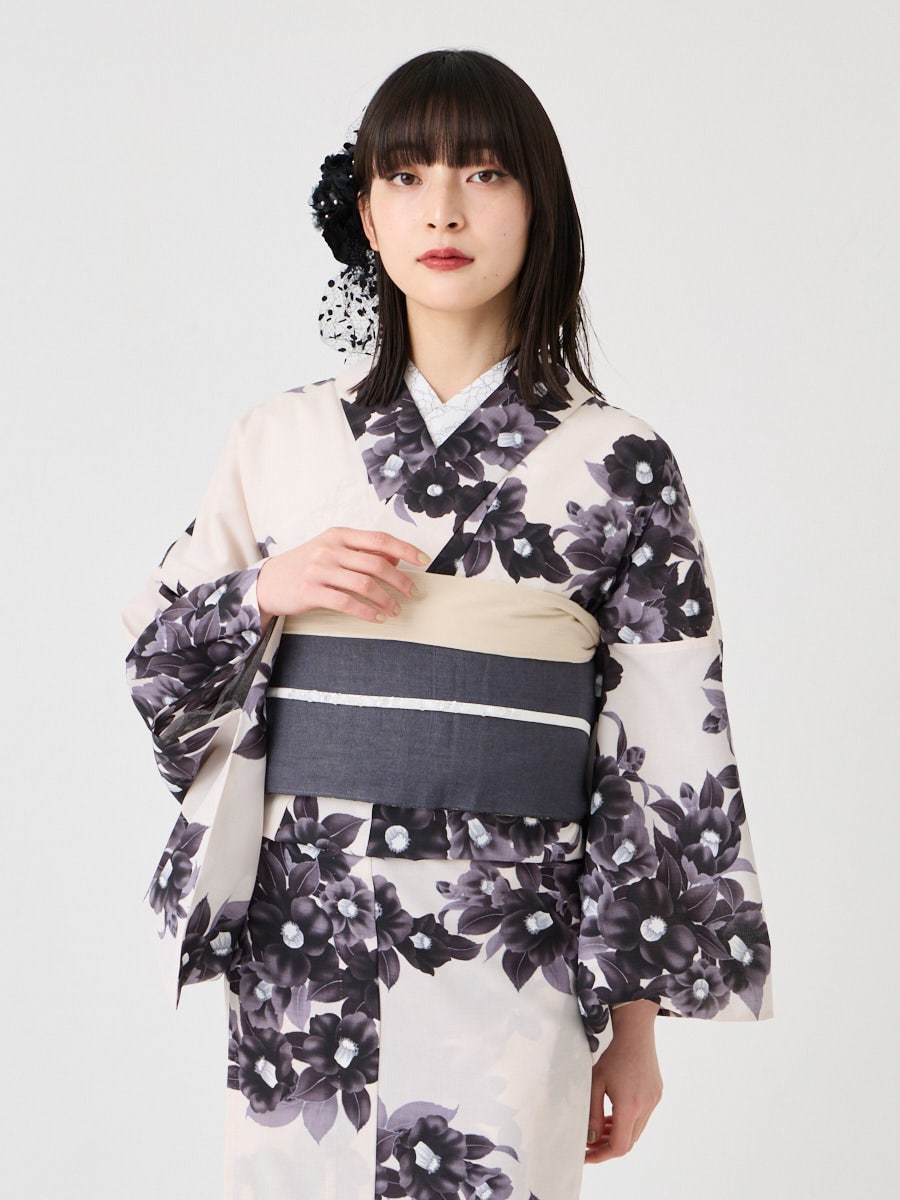浴衣単品「 ガーデンカメリア 」(FREE ブラック): ふりふ ｜ミマツ