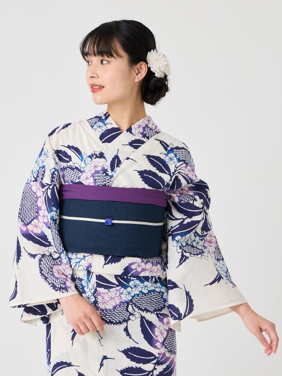 浴衣単品「 注染 額紫陽花 」(FREE ホワイト): ふりふ ｜ミマツ