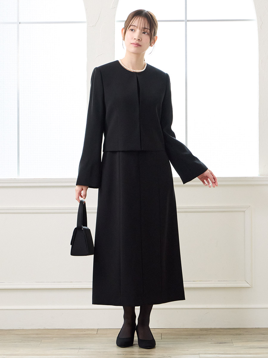 WEB限定】【洗える・マシンウォッシャブル】セミフレアスリーブノー