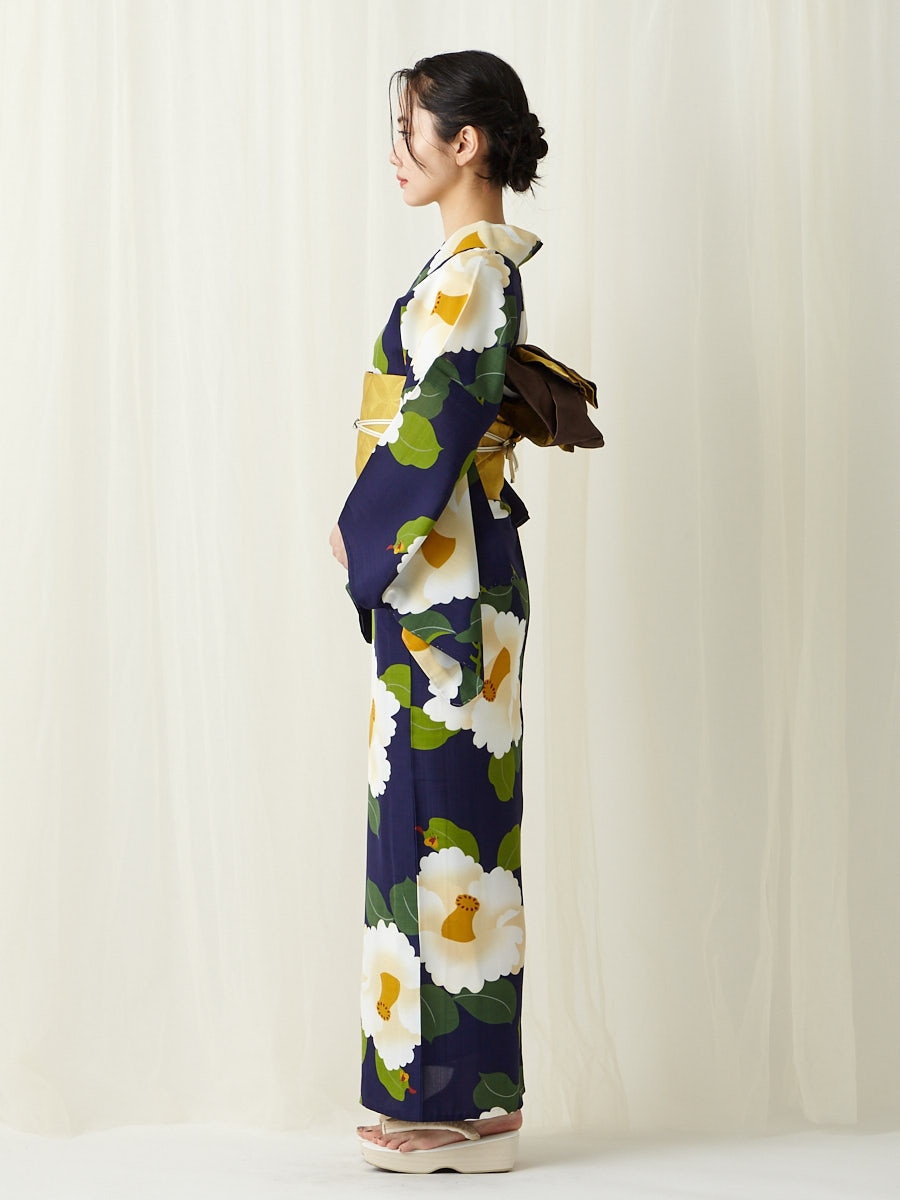 浴衣単品「椿オーバジーン」(FREE ロイヤルブルー): ふりふ ｜ミマツ