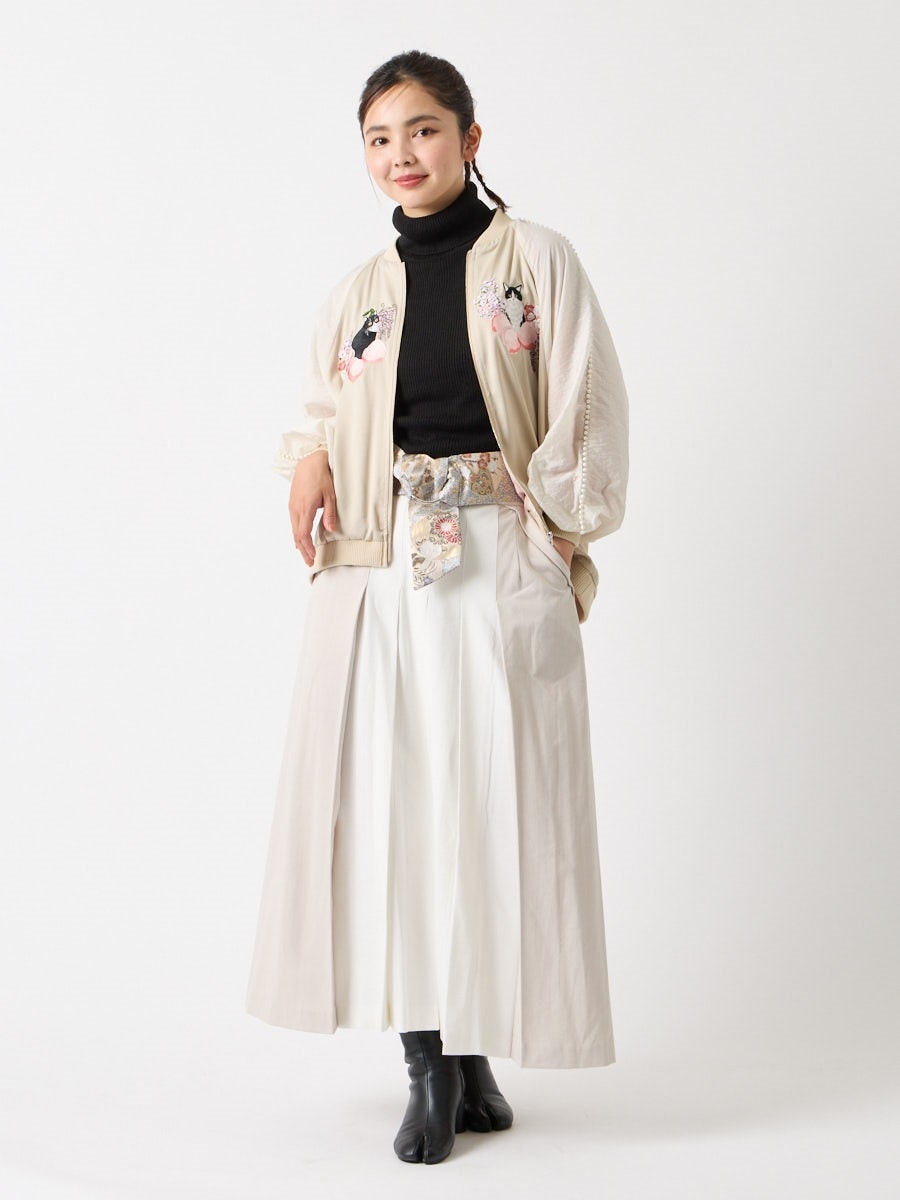 桃源郷 猫刺繍スカジャン(FREE ブラック): ふりふ ｜ミマツグループ