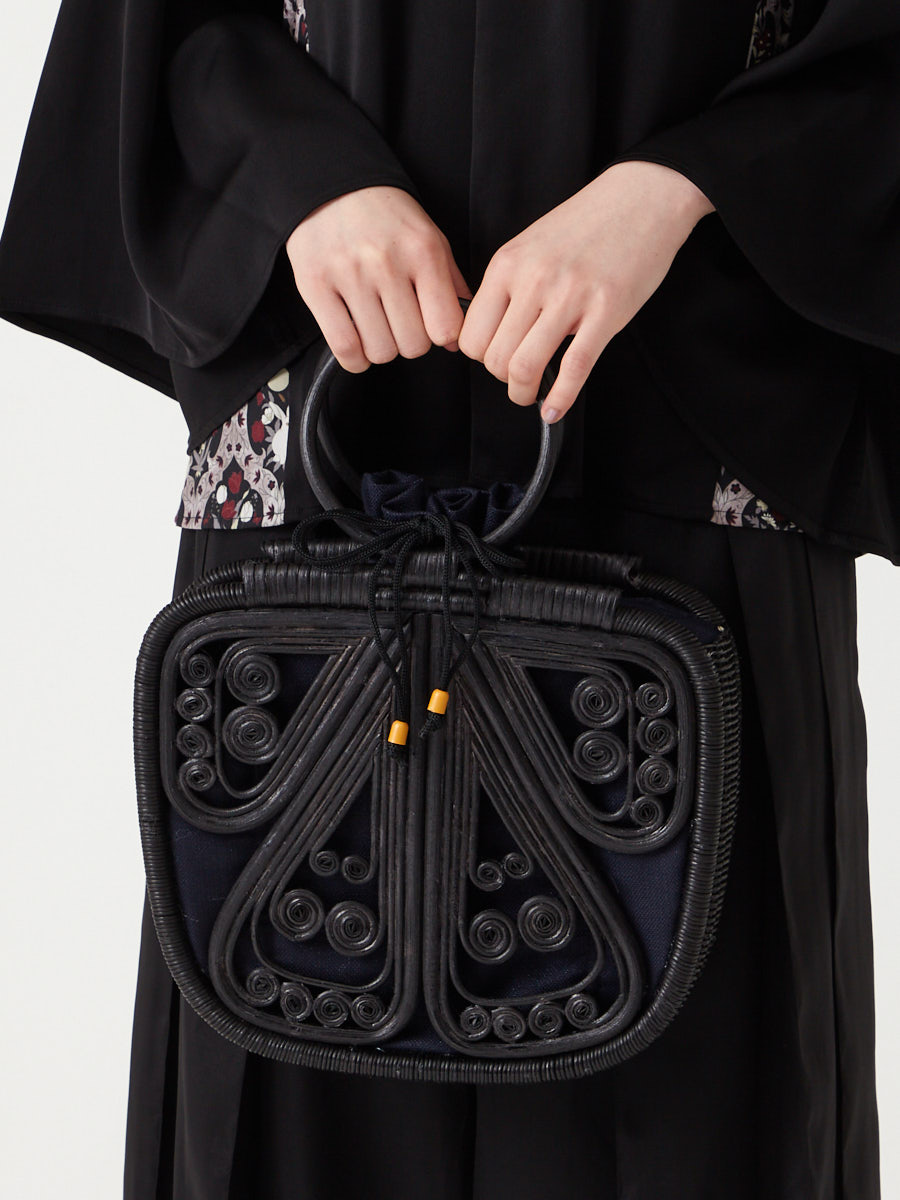 残りわずか】蝶々ラタンバッグpart2(FREE ブラック): ふりふ ｜ミマツ