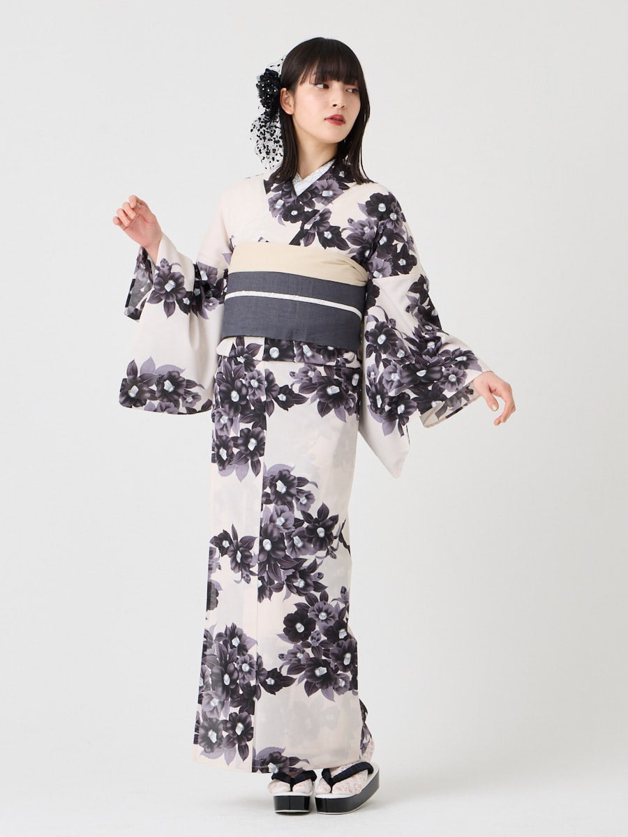 浴衣単品「 ガーデンカメリア 」(FREE ブラック): ふりふ ｜ミマツ