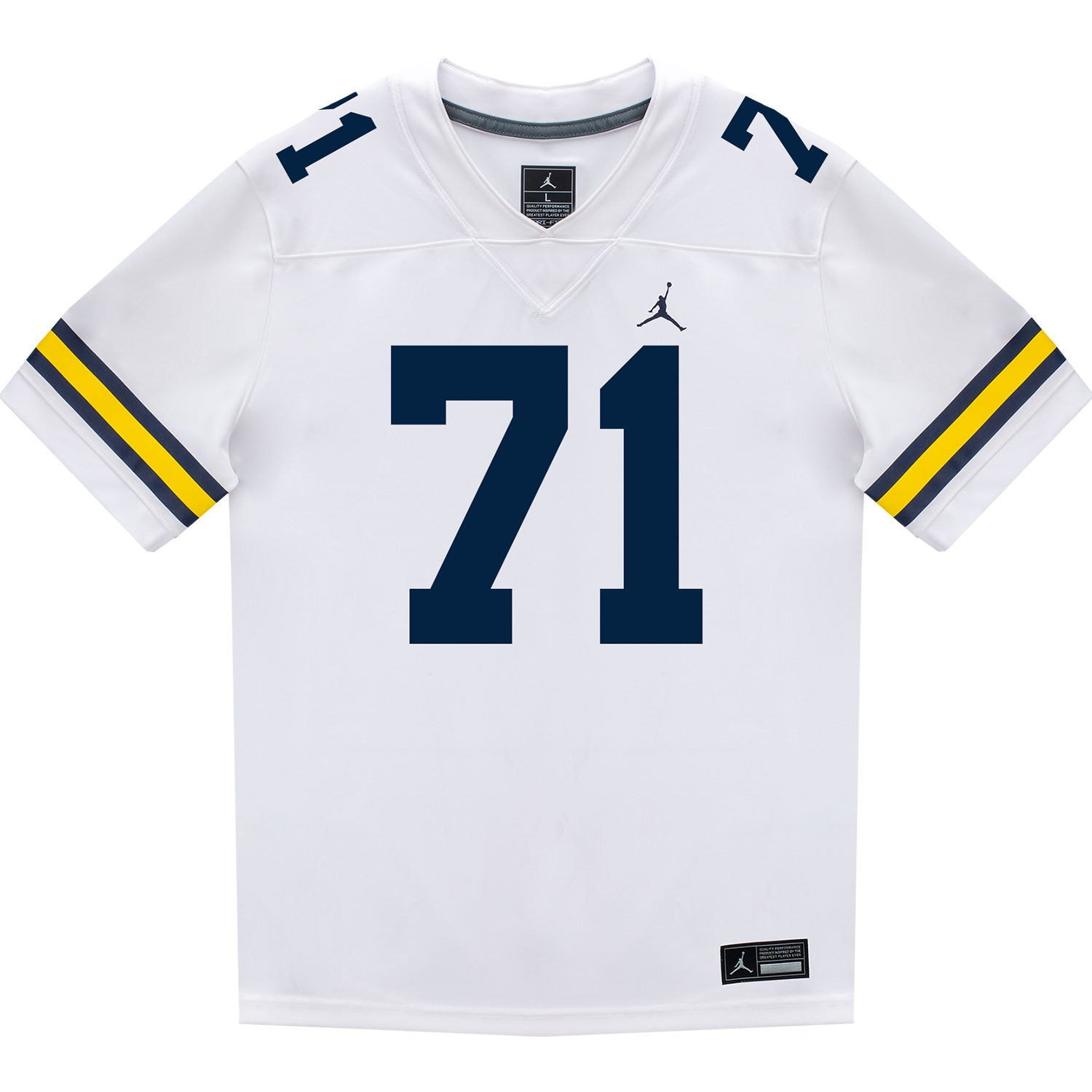 Michigan Wolverines #71 Evan Link Student Athlete White Football