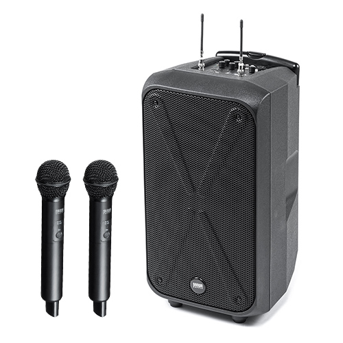 ポータブルワイヤレスアンプ 200W出力 ワイヤレスマイク2本付属