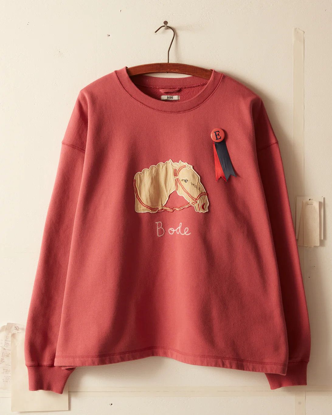 Bode Bode Pony Appliqué Crewneck - Pink | Grailed