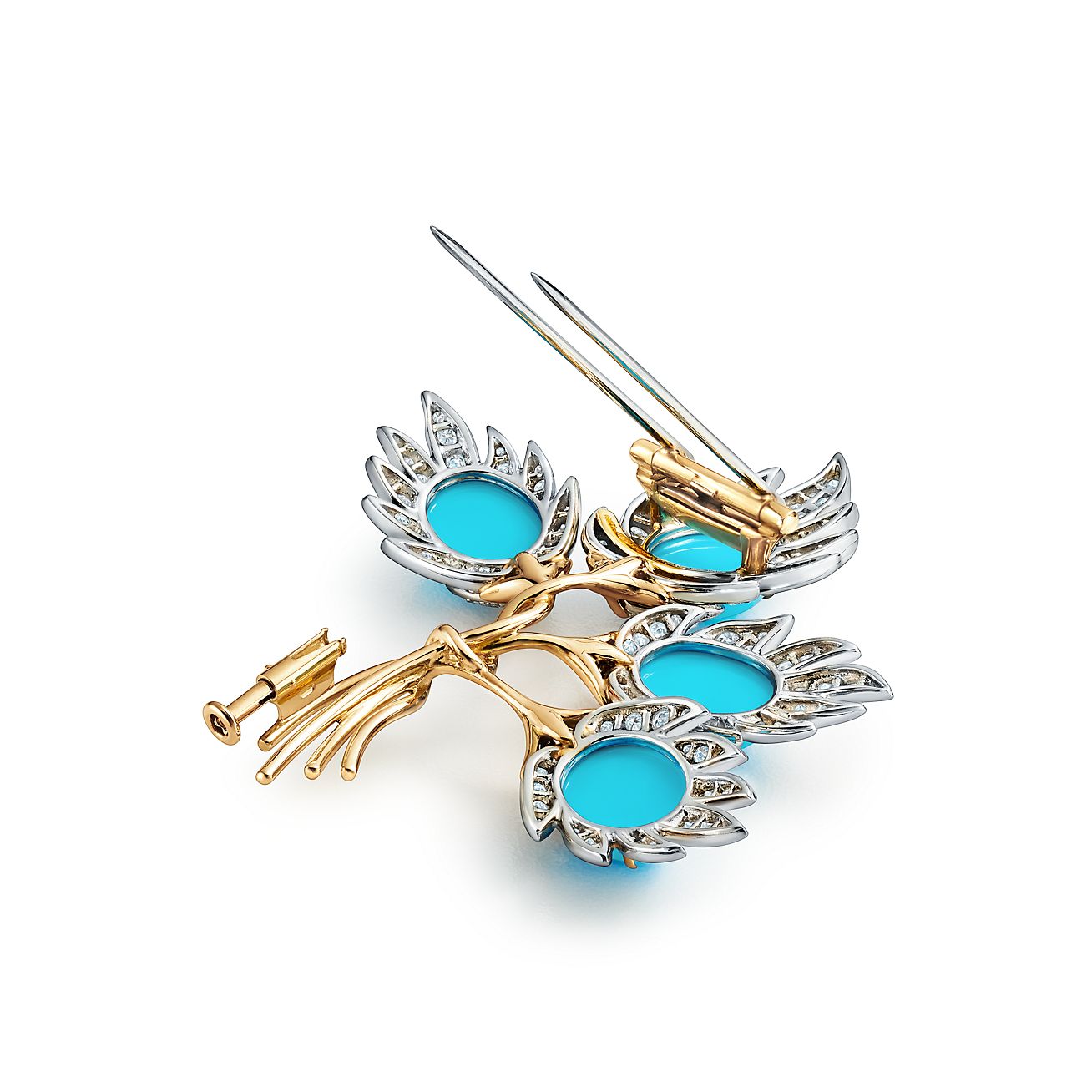 TIFFANY & CO. SCHLUMBERGER 4リーフ ブローチ プラチナ ＆ ゴールド