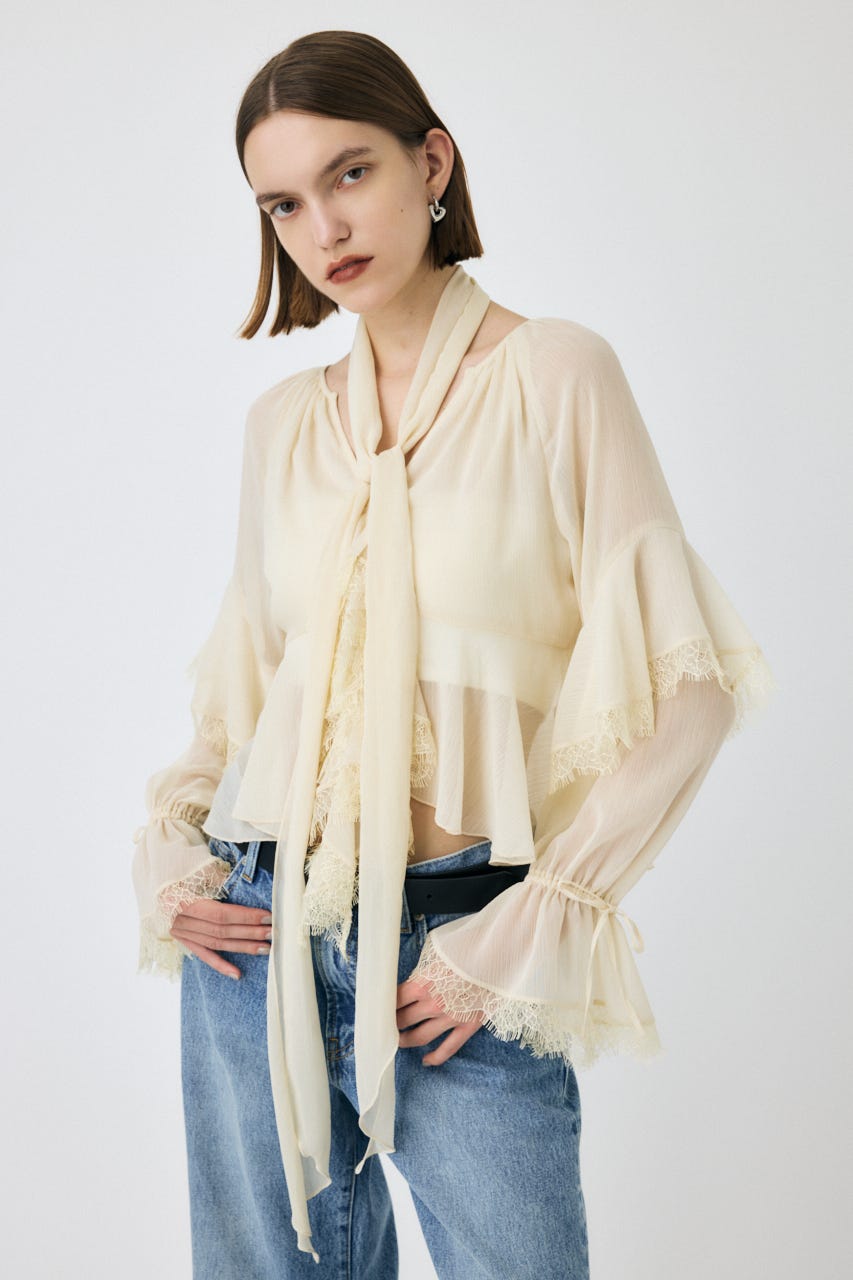 MOUSSY | 【ViVi掲載】LACE TRIM TIE ブラウス (シャツ・ブラウス