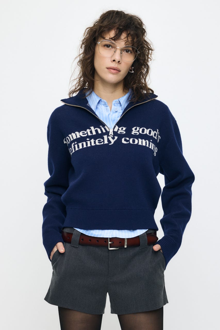 MOUSSY | LETTERED HALF ZIPセーター (ニット ) |SHEL'TTER WEBSTORE