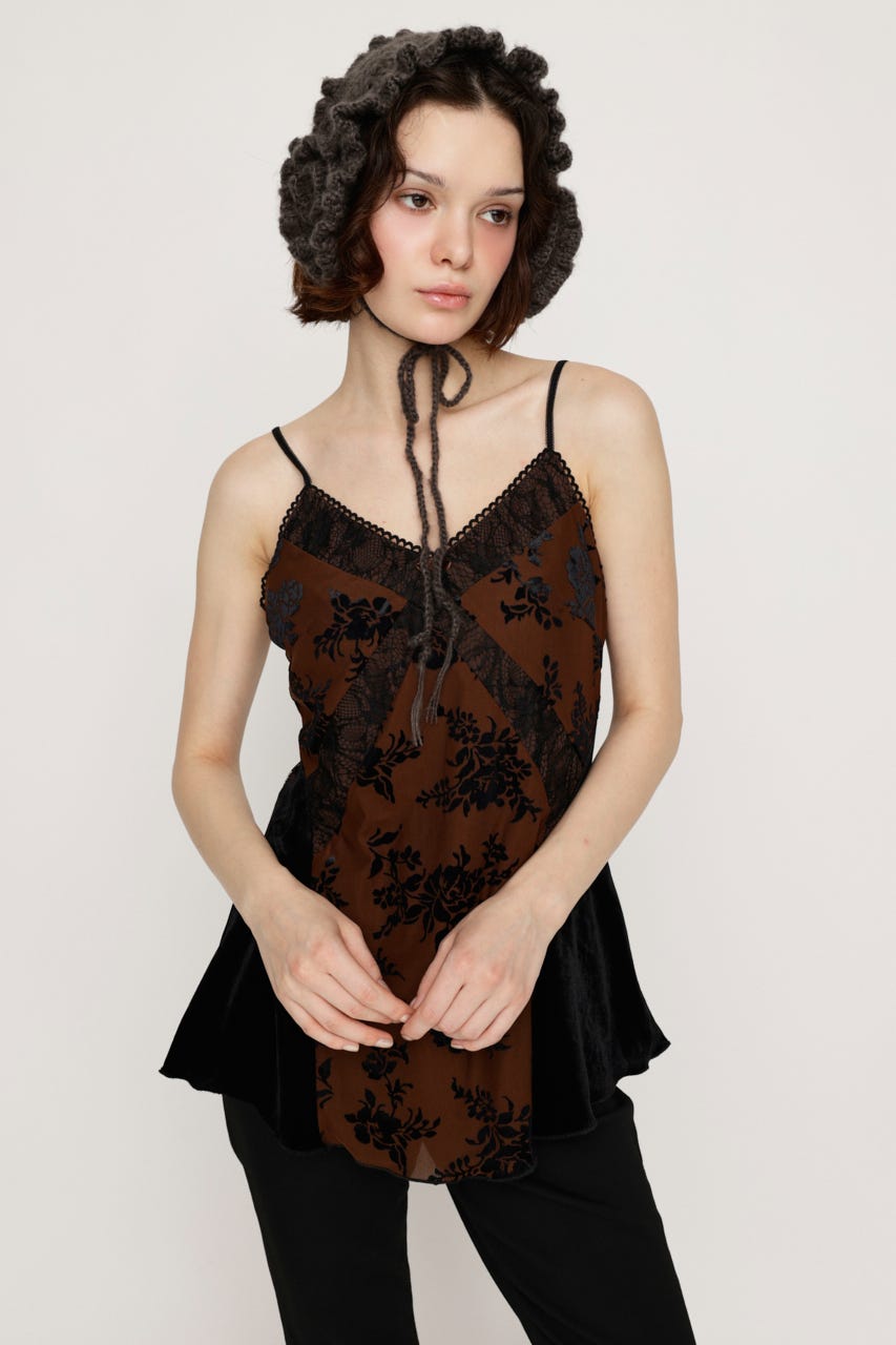 GOLDS∞infinity 黒紫 プリーツキャミソール GOLDSinfinity