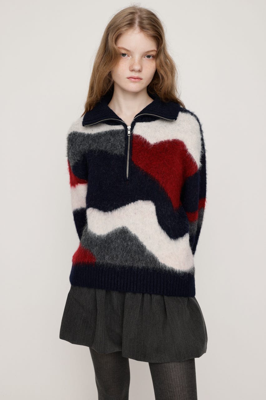 SLY | FRONT ZIP MARBLE KNIT トップス (ニット ) |SHEL'TTER WEBSTORE