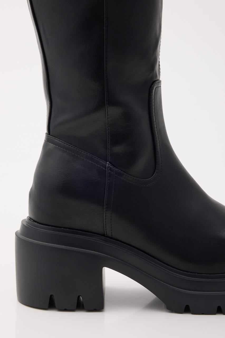 SLY | 【SNSで話題の美脚チートブーツ！】SQUARE TOE KNEE ブーツ