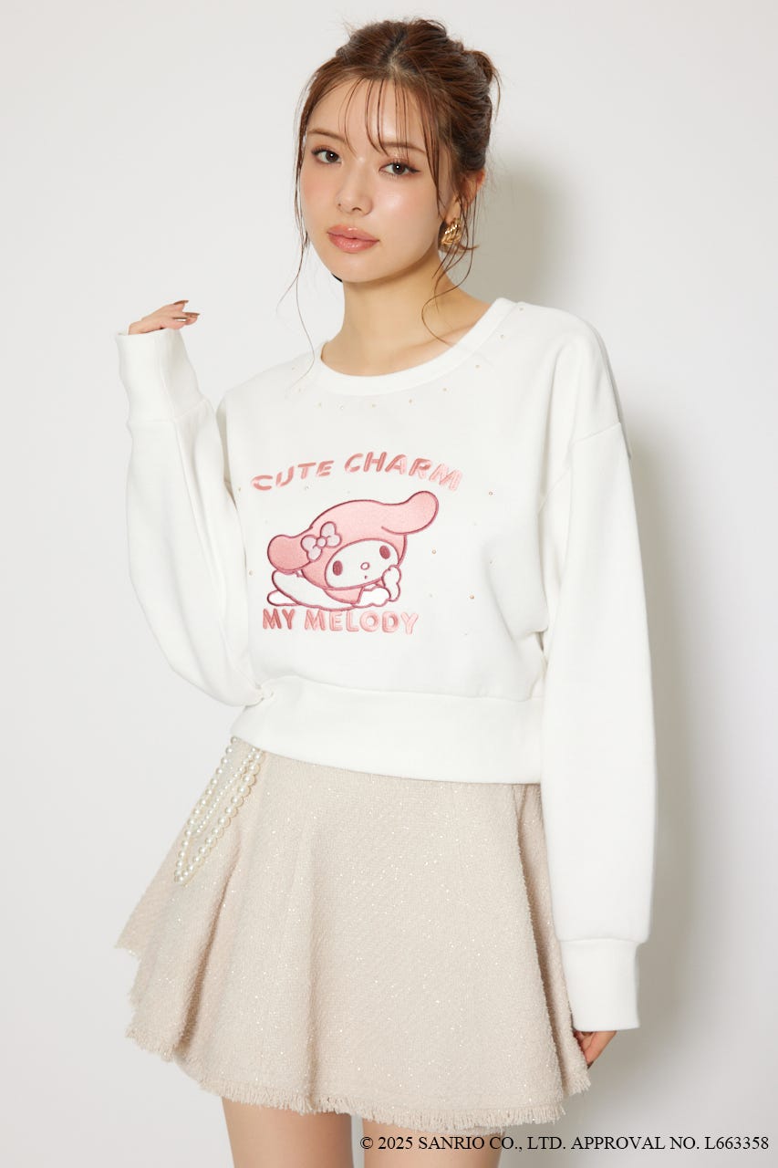 rienda | マイメロ&クロミコラボスウェットトップス (Tシャツ