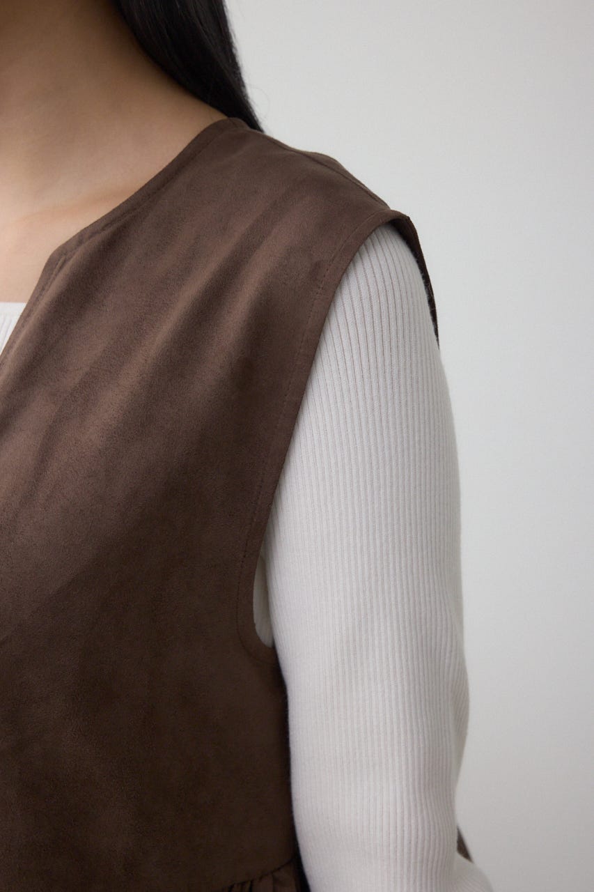 AZUL BY MOUSSY | Vネックスエードギャザーベスト (ベスト ) |SHEL