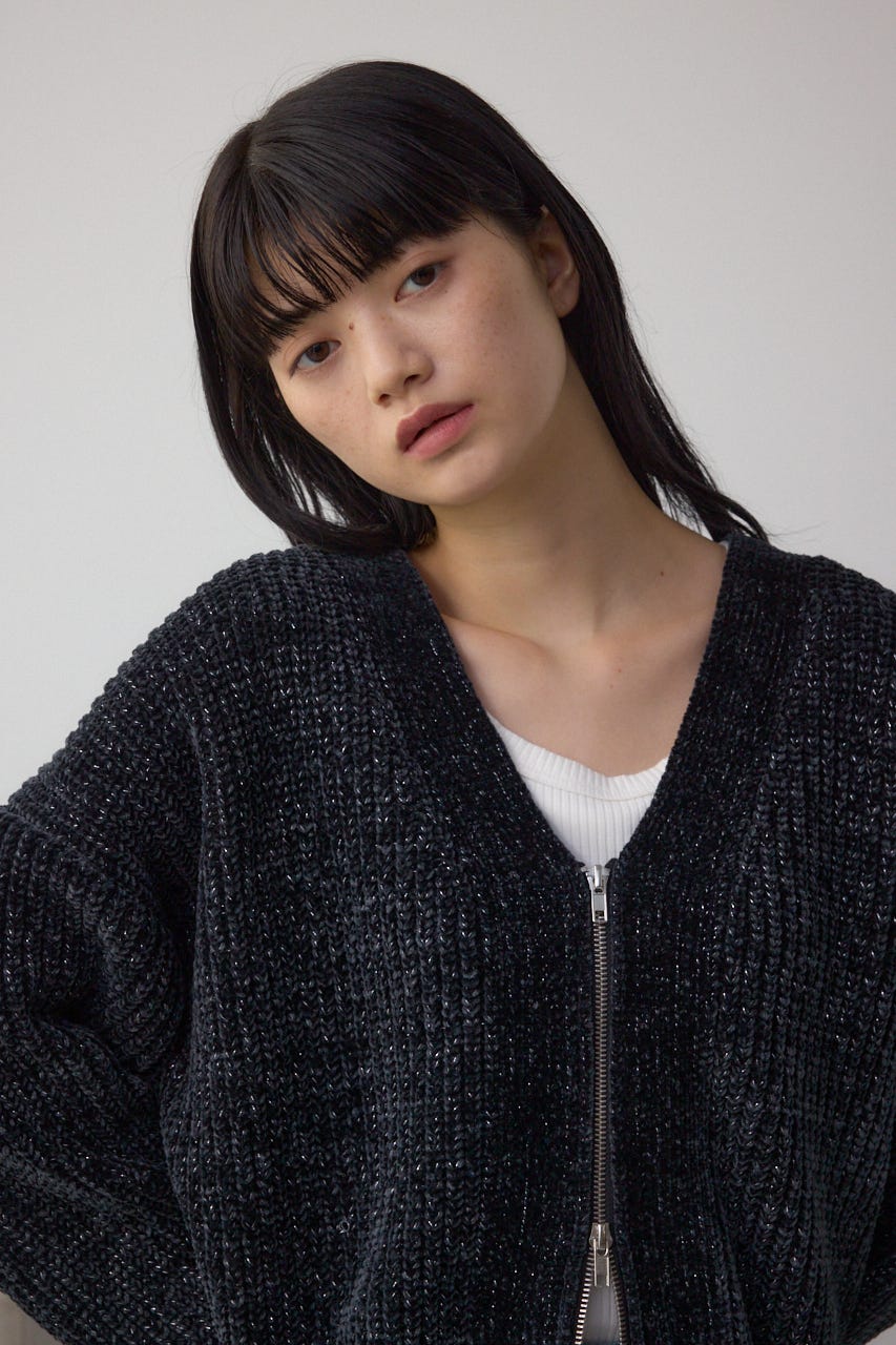 AZUL BY MOUSSY | WZIPベロアラメモールカーデ (カーディガン ) |SHEL