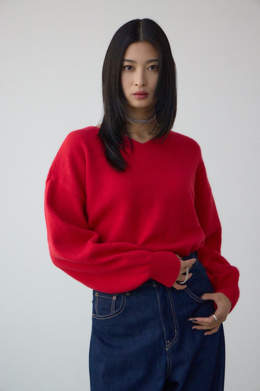 AZUL BY MOUSSY | Vネックアソートカラーニットプルオーバー (ニット