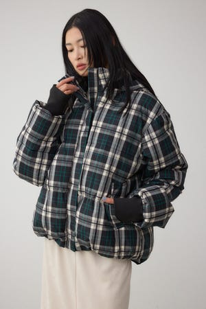 AZUL BY MOUSSY | B-HEAT フード付き中綿チェックジャケット (コート