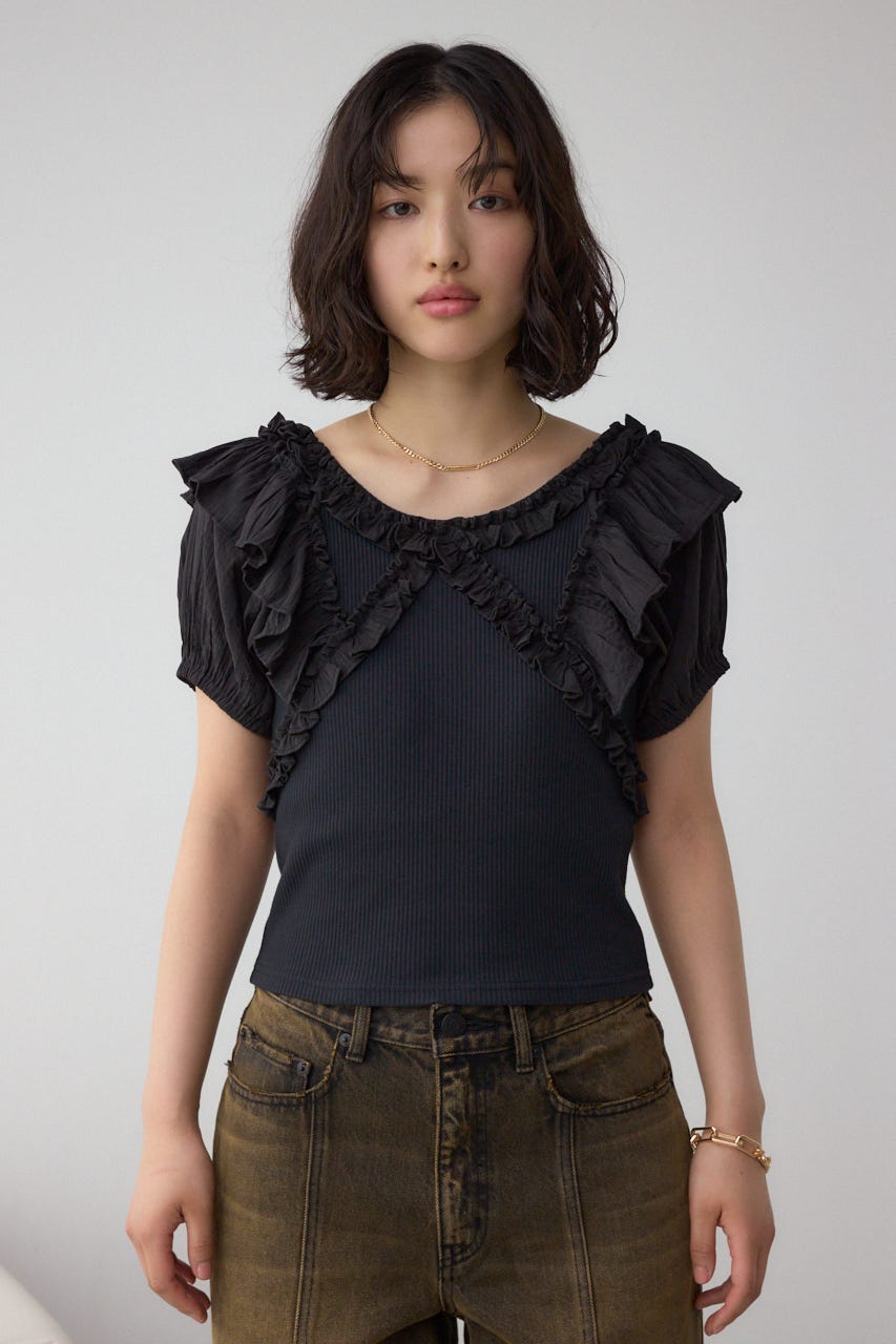 AZUL BY MOUSSY | コンビネーション2WAYフリルトップス (Tシャツ