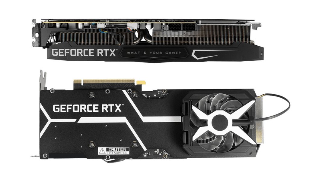 合計4ファンの両面冷却、GALAKURO GAMINGモデルのGEFORCE RTX 3080 LHR