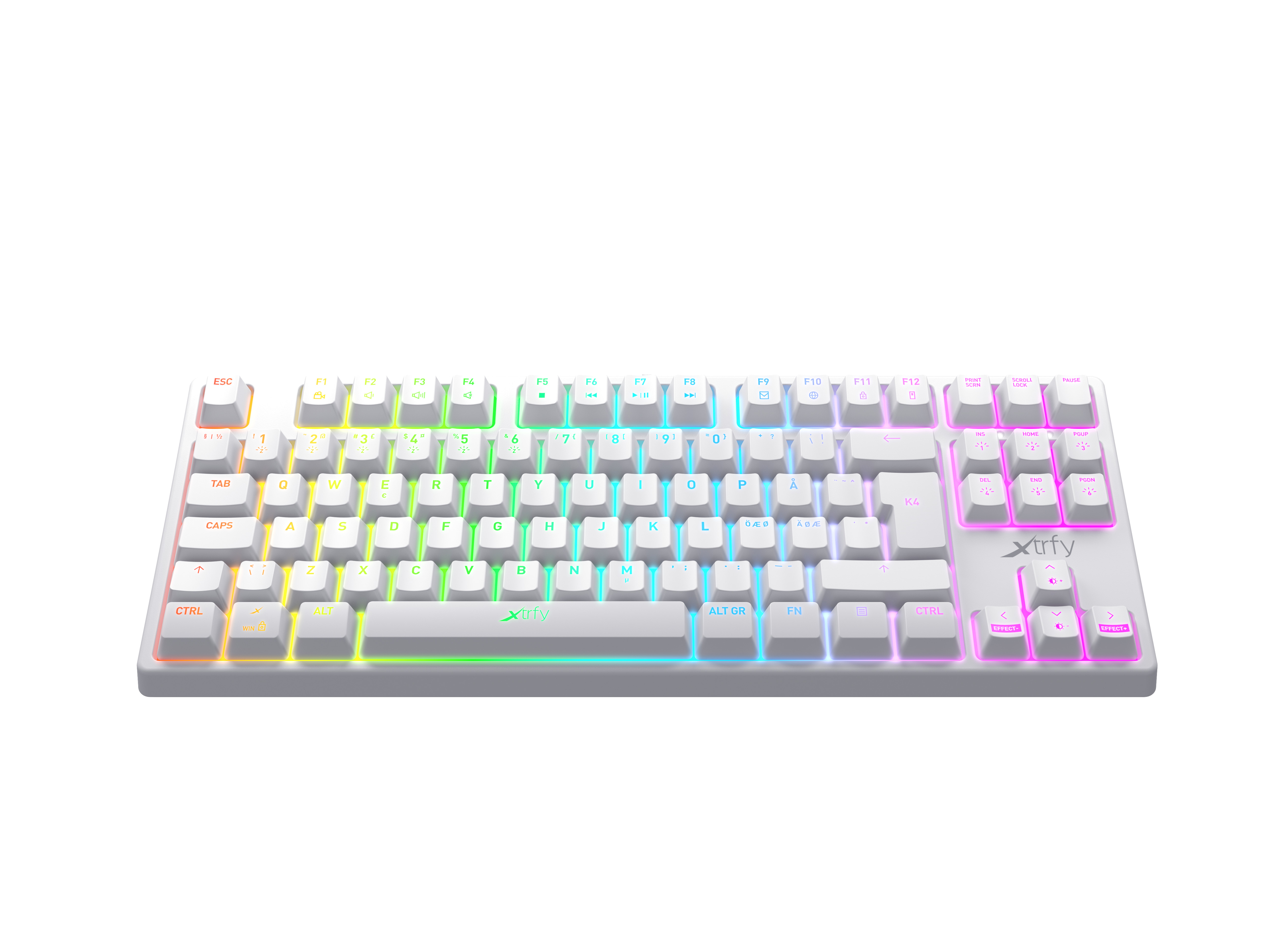 Xtrfy K4 TKL RGB ホワイト 英語配列 赤軸メカニカル テンキーレス